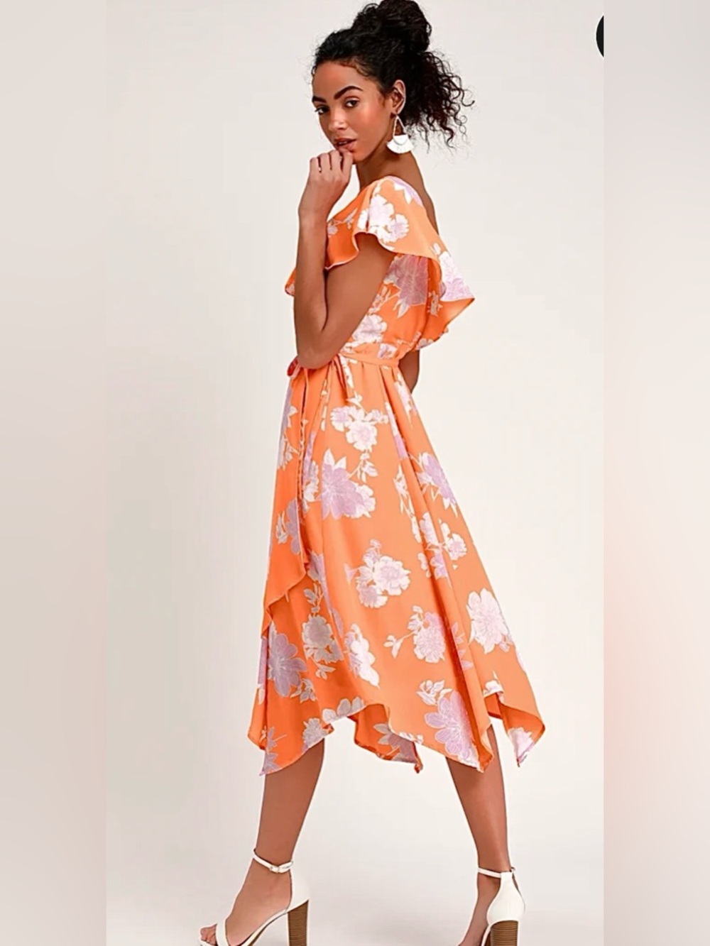 Lulu's Size XL Garden of Joy Floral Ruffled Wrap Dress w/Asymmetrical Hem NWT